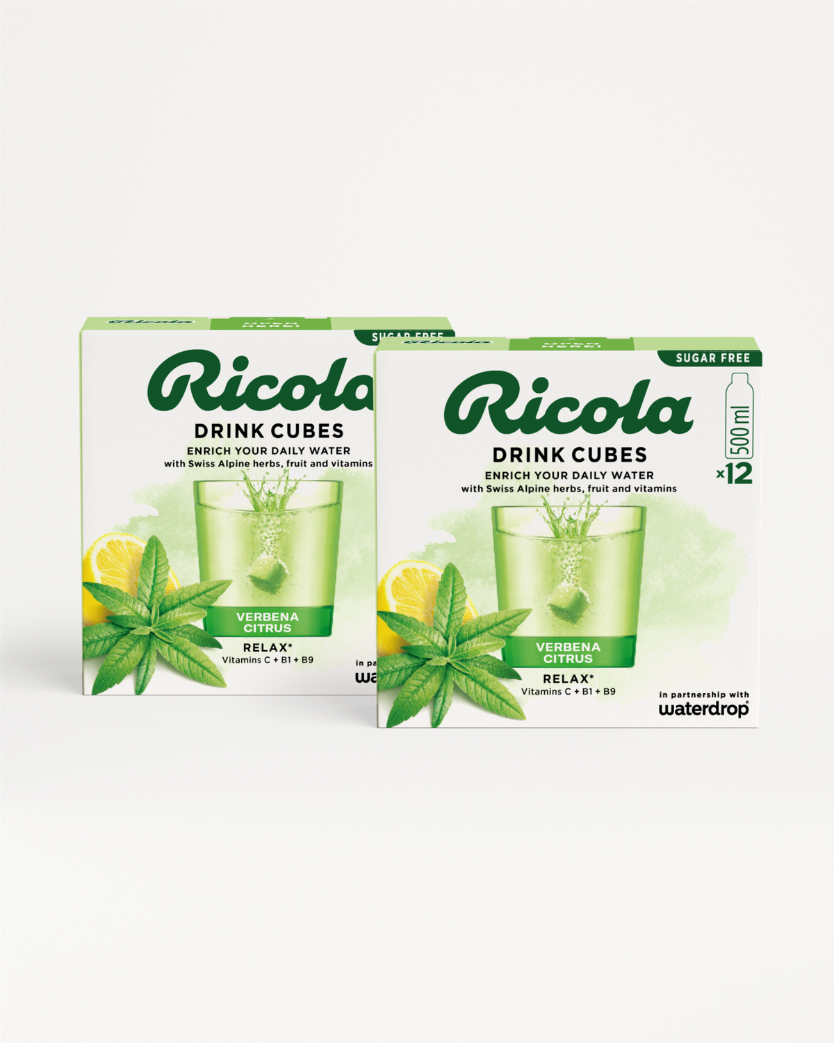 Ricola Twin Pack Drink Cubes, Verbena Citrus flavor.