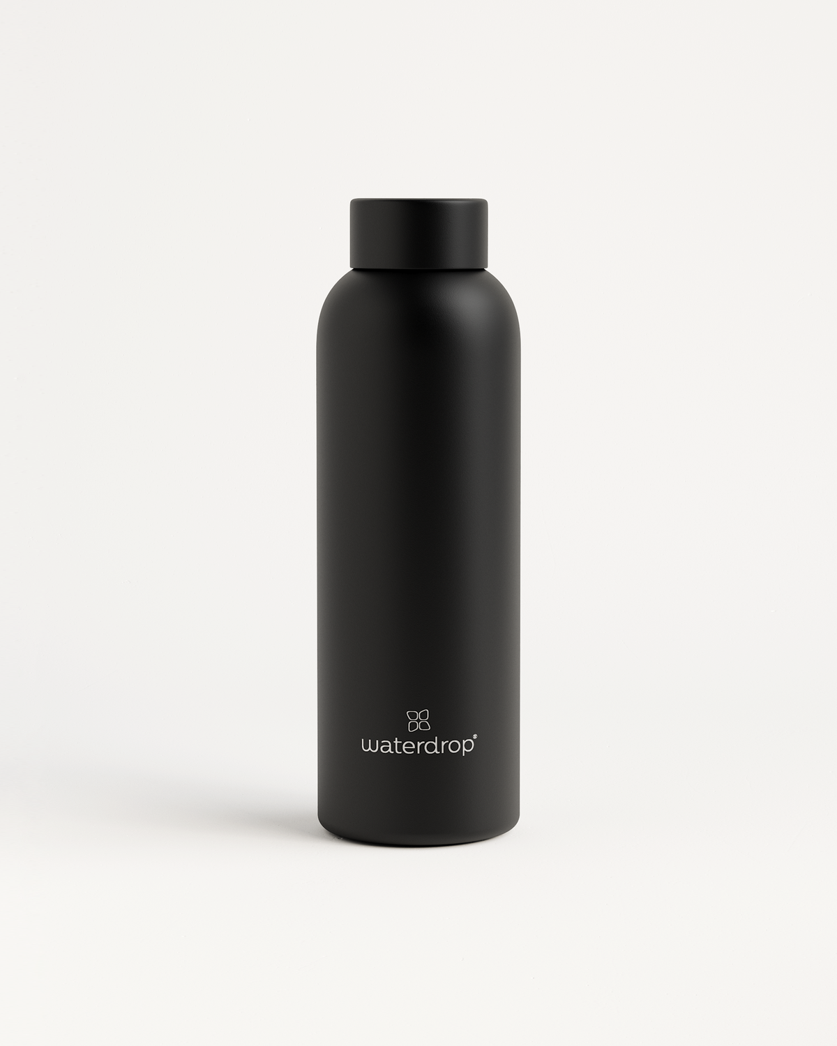 Classic Thermo Steel bottle, double-walled stainless steel, designed to keep drinks cold for 24 hours or hot for 12, shown in a sleek, cylindrical shape.