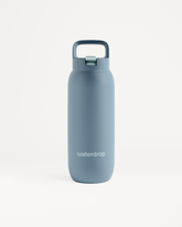 All-Purpose Thermo Straw Lid bottle, powder-coated steel, wide handle.