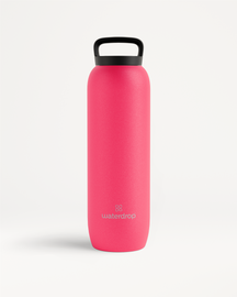 All-Purpose Thermo · Loop Lid: Pink water bottle with black thermal drinking lid, designed for keeping drinks cold for 24 hours and hot for 6 hours.