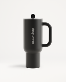 Explorer Thermo Tumbler, a sleek cylinder mug, features a flip-open straw for easy sipping, ideal for keeping drinks cold for up to 12 hours.