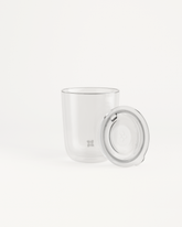 Glass Cup Set with a double-walled design and a comfortable Sip Lid, ideal for both warm and cold beverages.