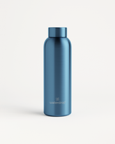Metal Thermo Steel water bottle with a brushed metal finish, double-walled stainless steel design, prominently displayed on a white background.