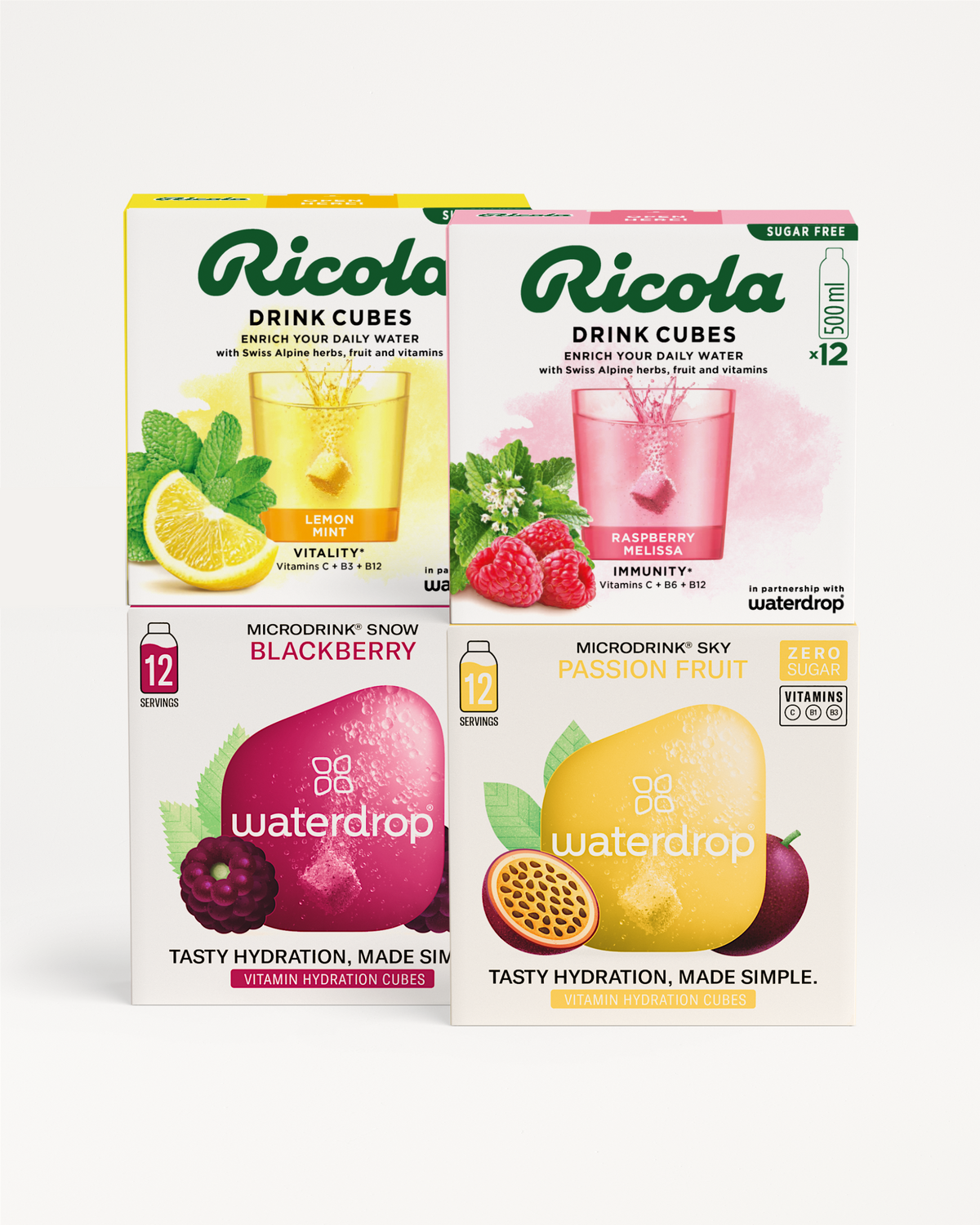 waterdrop® x Ricola Exclusive Set drink cubes displayed.