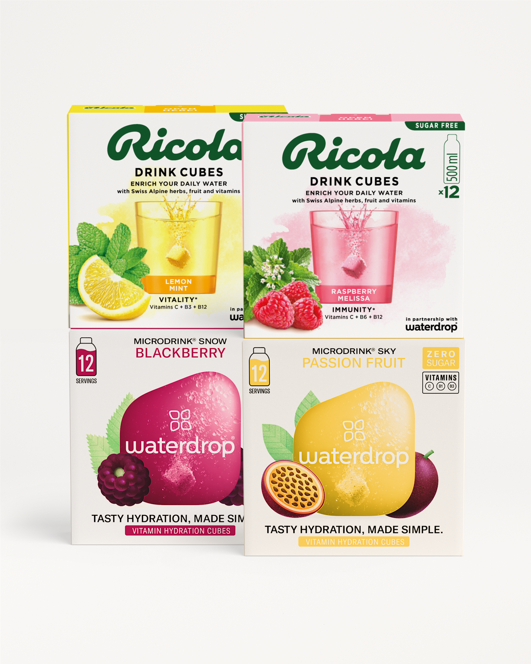 waterdrop® x Ricola Exclusive Set drink cubes displayed.
