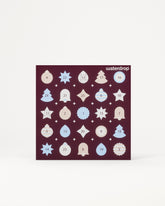Advent calendar featuring 24 numbered door panels in a dark purple square on a light background.