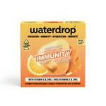 Orange and yellow Waterdrop immunity cubes packaging with a citrus graphic.