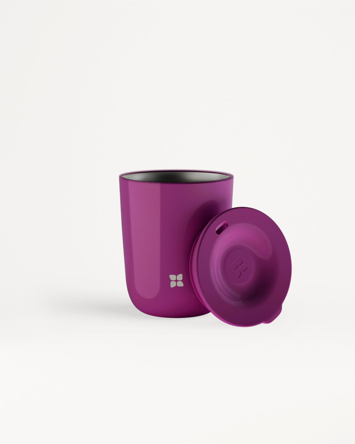 Purple mug with a matching lid on a white background.