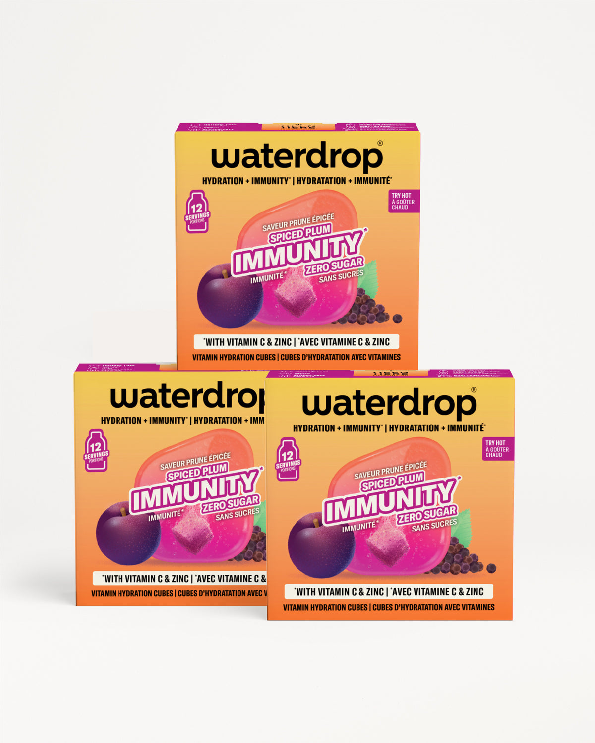 Three Waterdrop boxes arranged in a triangular stack.