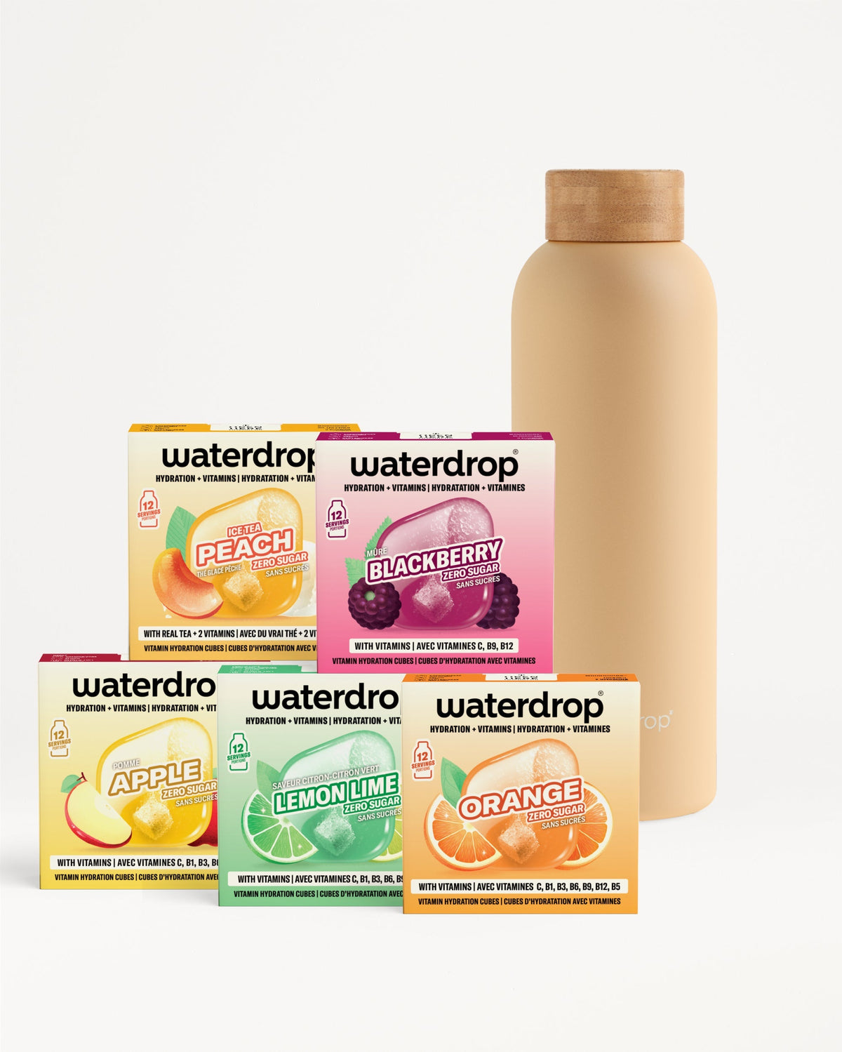 30 Days Starter Set Thermo Steel with hydration cubes and bottle.