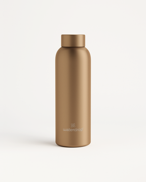 Metal Thermo Steel bottle close-up of logo and brushed metal surface showcasing its double-walled design for keeping drinks cold or hot 600ml capacity.